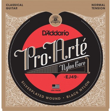 D'Addario EJ49 Pro-Arté Black Nylon, Tension Normal . Cuerdas de guitarra clásica