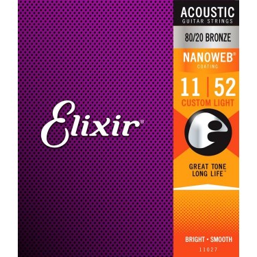 Cordes de guitare acoustique Elixir 80/20 Bronze 11-52 - Pack de 3 sets